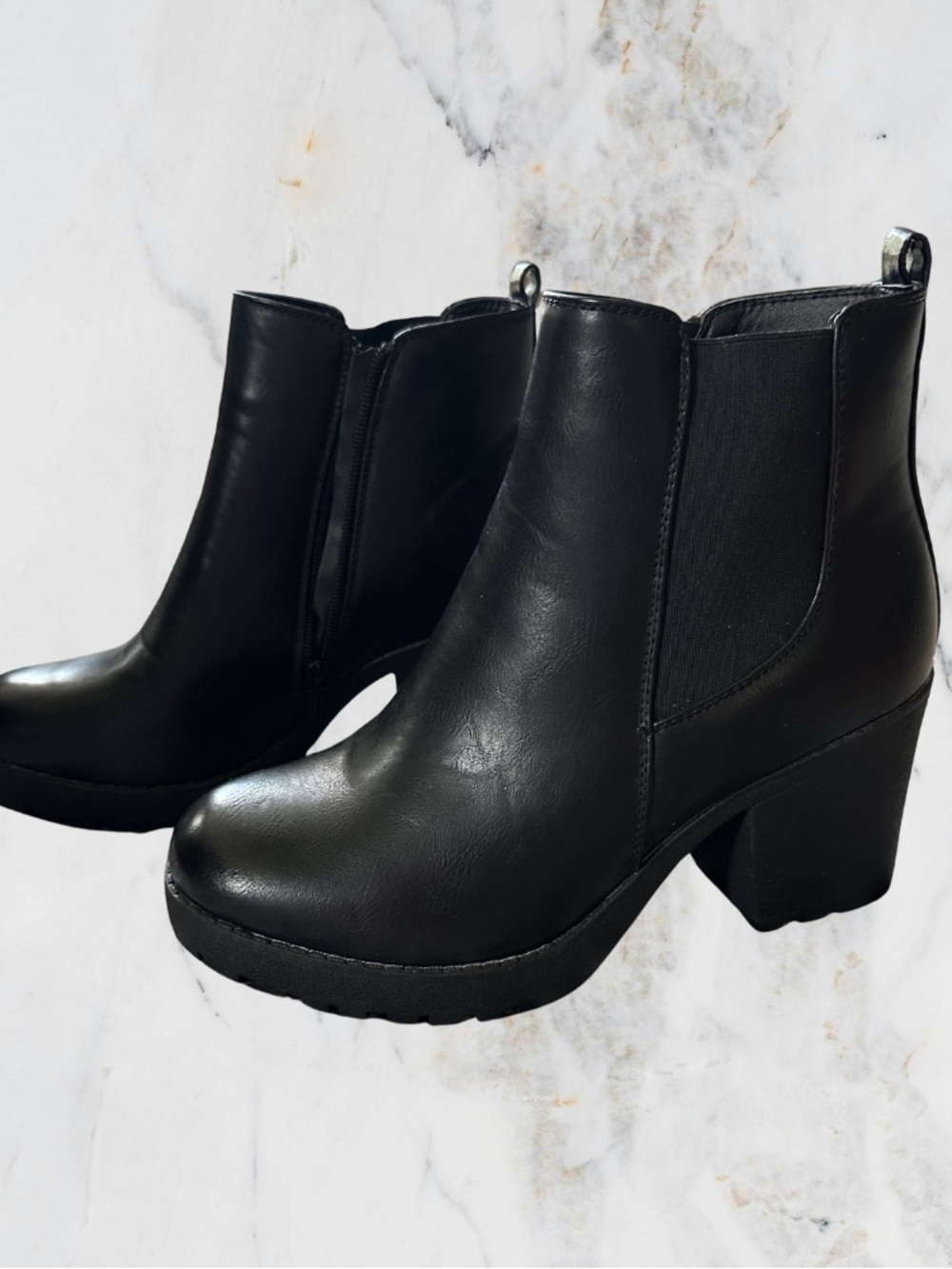 Classic Black Platform Block Heel Ankle Boots